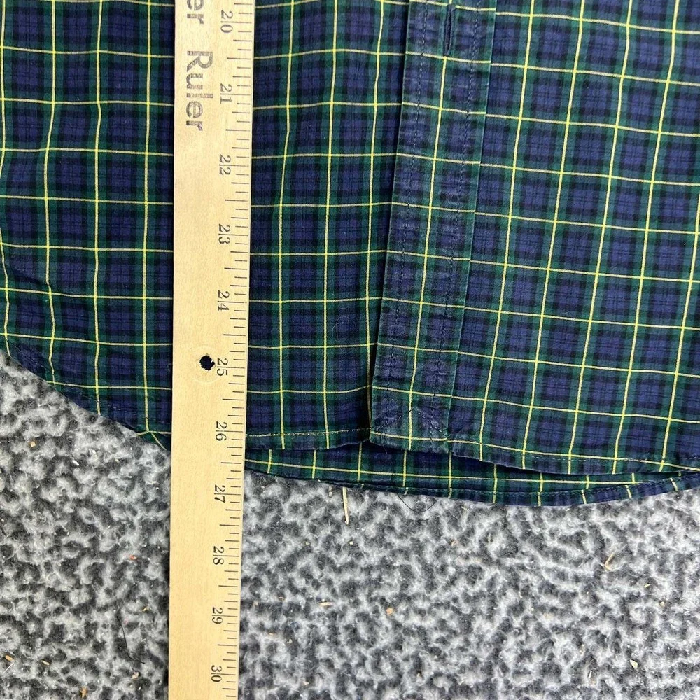 Ralph Lauren Button Down Shirt Youth Large Plaid Green Navy Blue Long Sleeve L